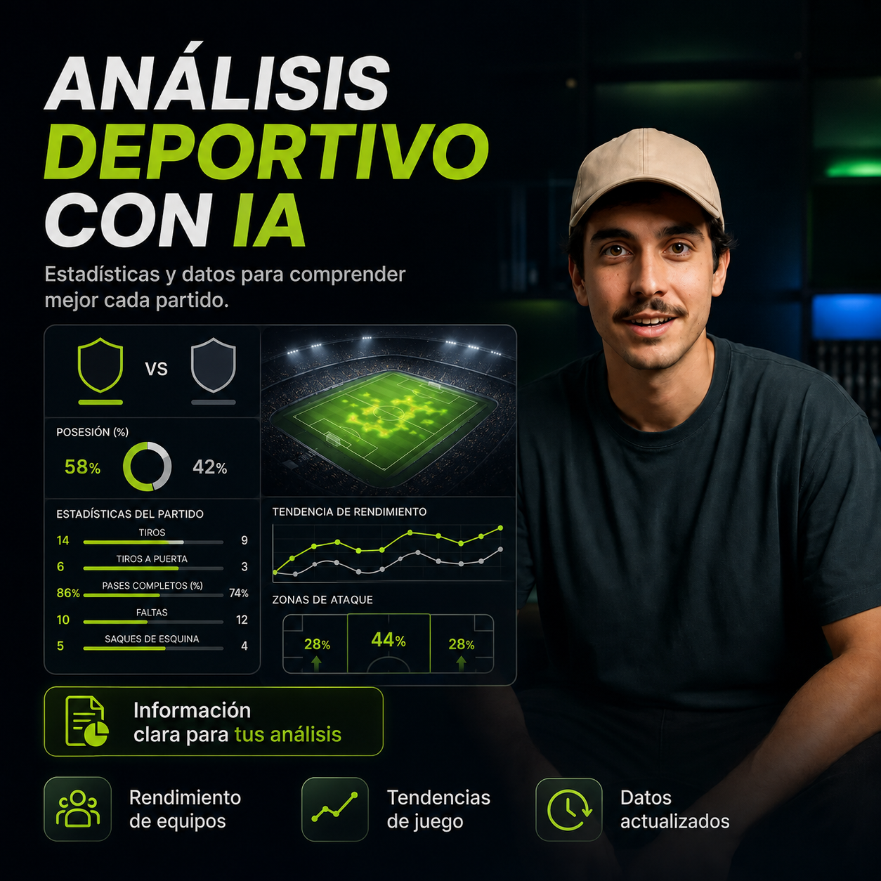 Inteligencia artificial analizando pronósticos deportivos de fútbol